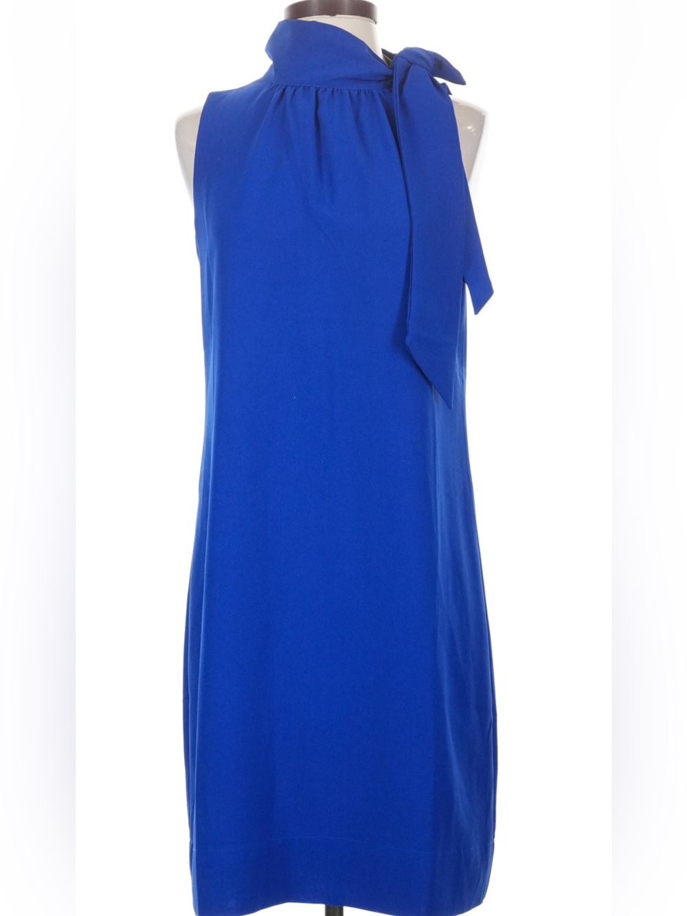 Ann Taylor Factory Cobalt Blue Sleeveless Tie-Neck Sheath Dress